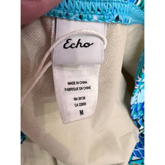 Echo Geometric Strapless Bikini Top & Bikini Bottom Set Blue Women's Size M NWT - Picture 6 of 7